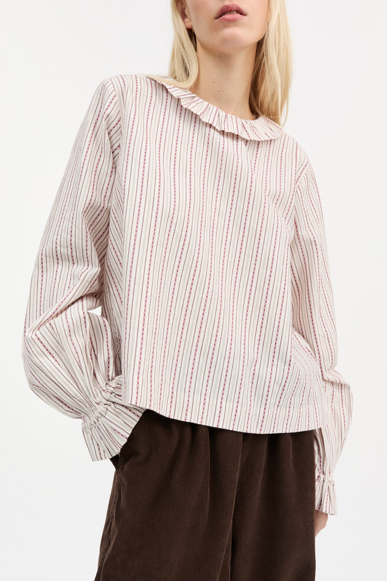 Skall Studio Cornflower blouse Blouse Raspberry/Cream stripe