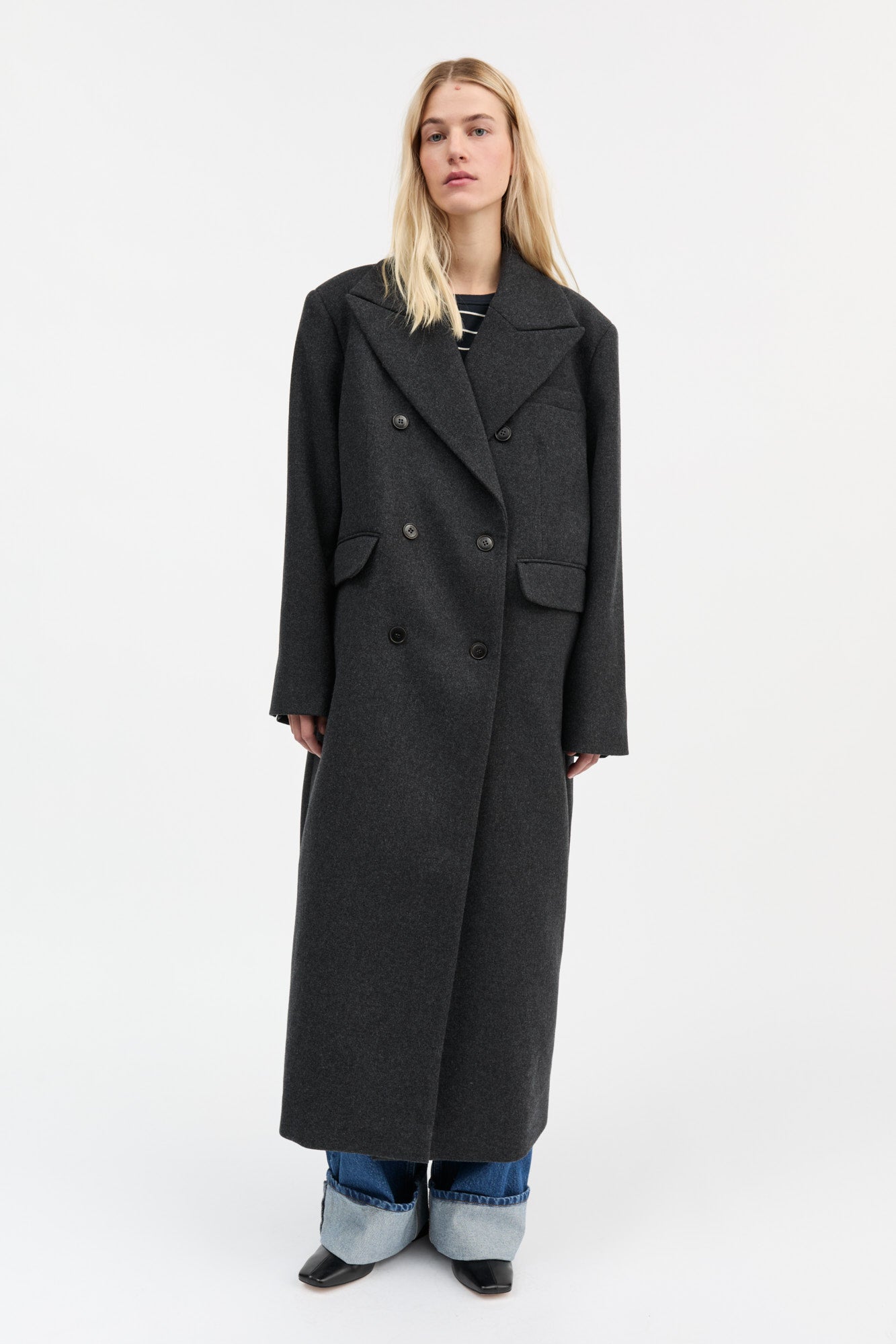 Skall Studio David coat Coat Dark Grey Melange
