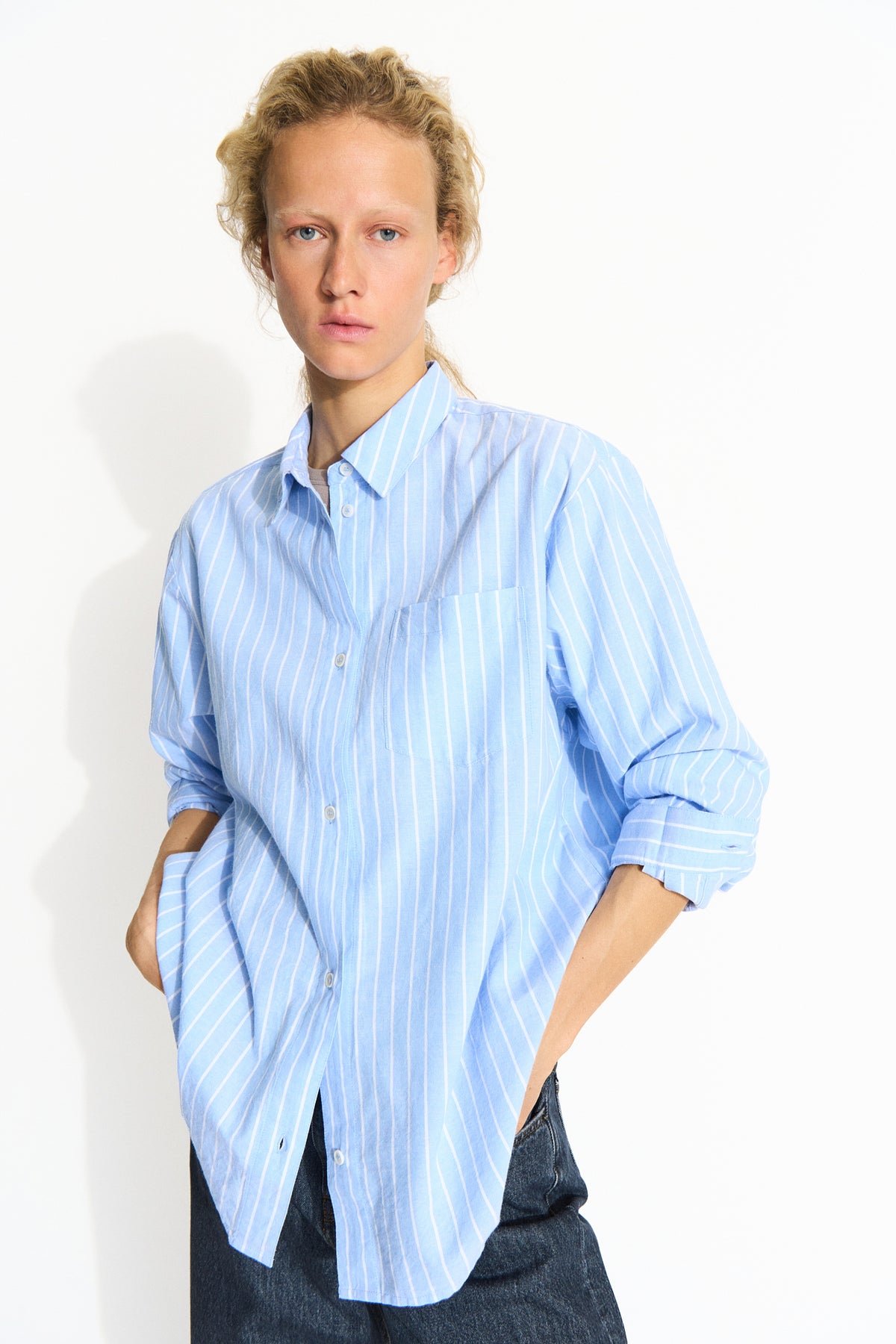 Skall Studio Edgar shirt Shirt Light blue/Off-white stripe