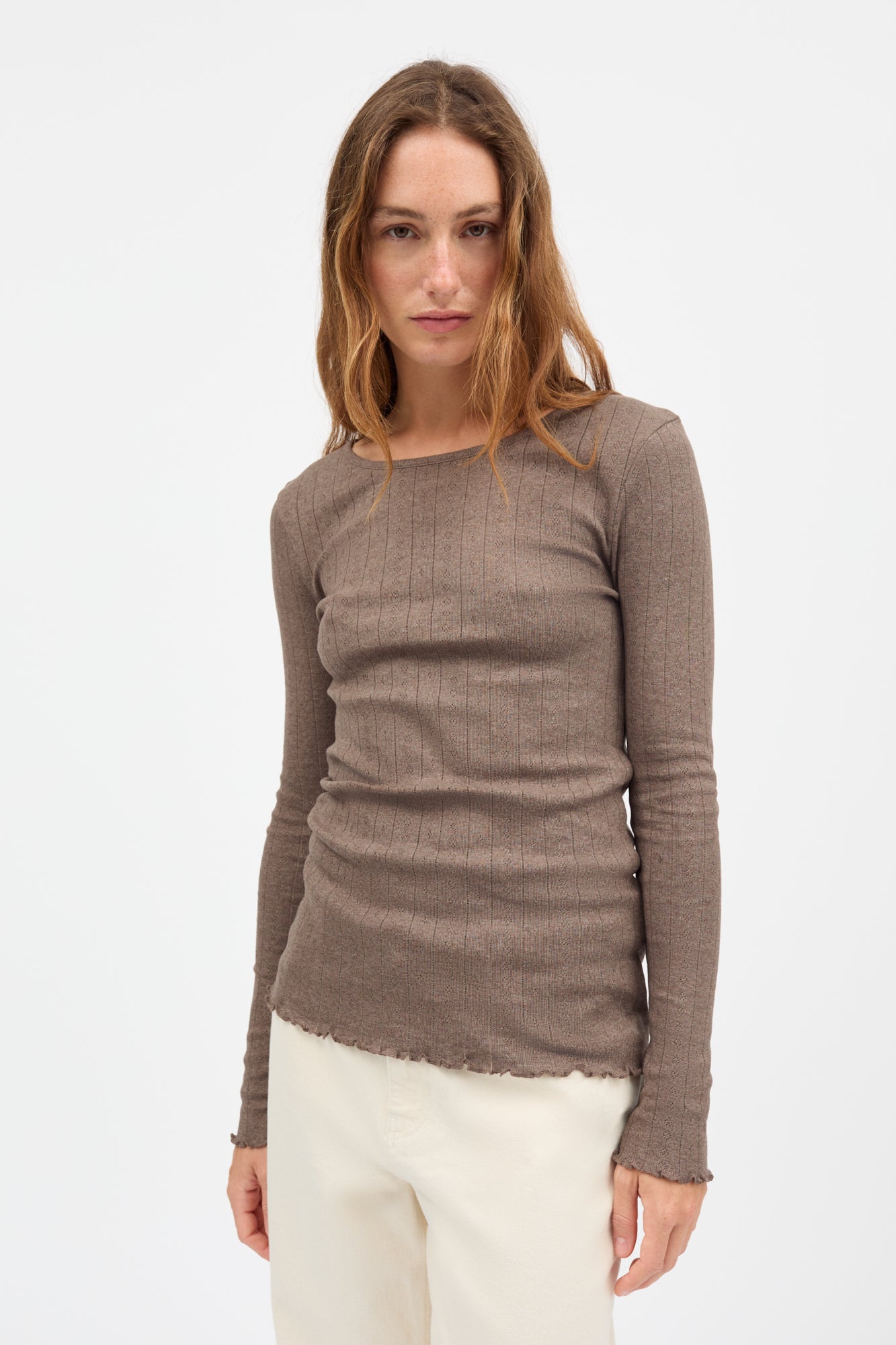 Skall Studio Edie blouse T-shirt Brown mélange