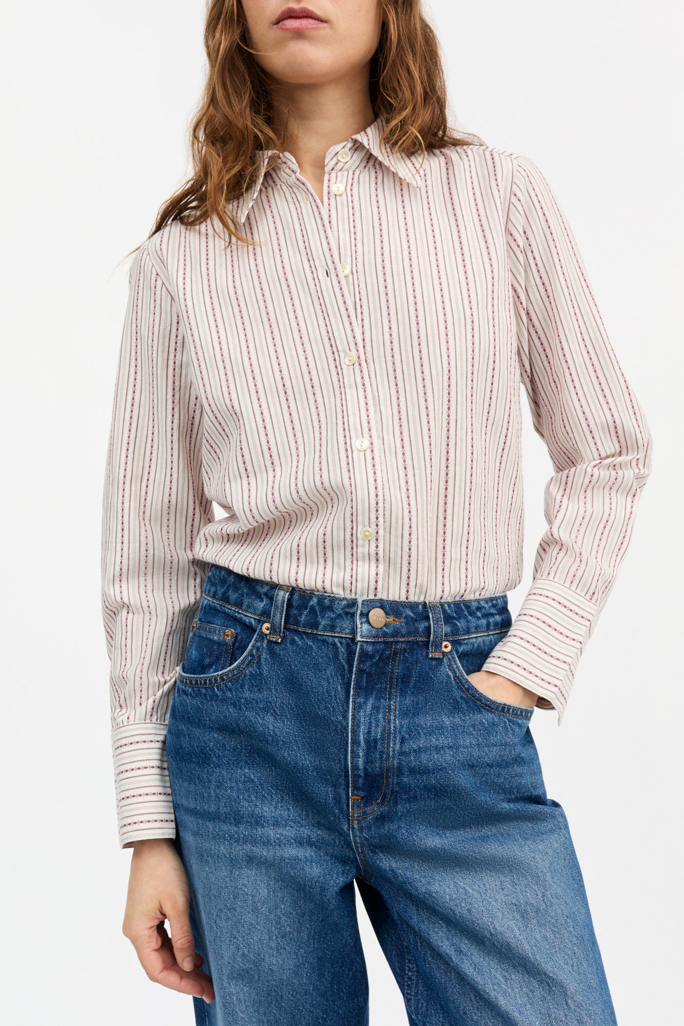 Skall Studio Fauna shirt Shirt Raspberry/Cream stripe