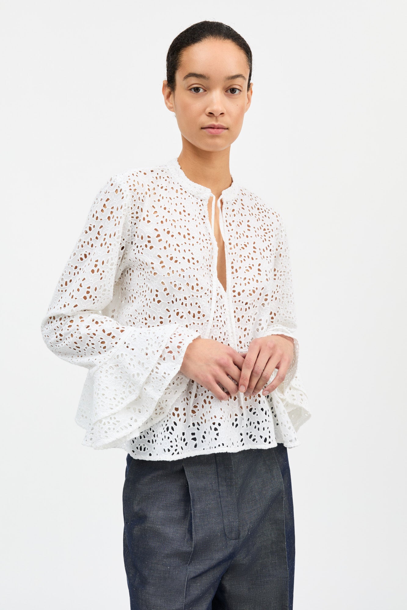 Skall Studio Frigga flounce shirt Shirt Optic white