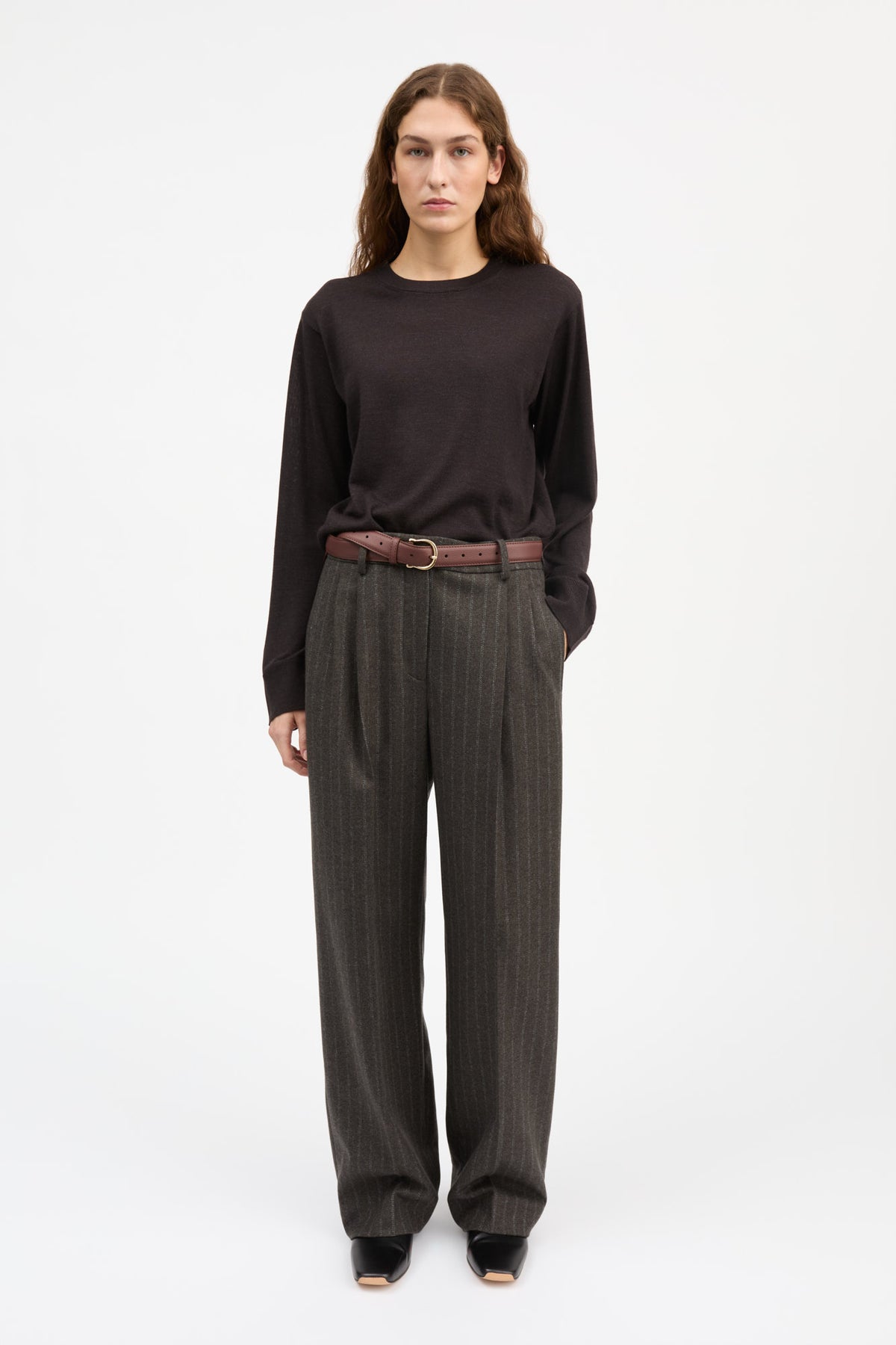 Skall Studio Harry trousers Pants Brown/Black pinstripe