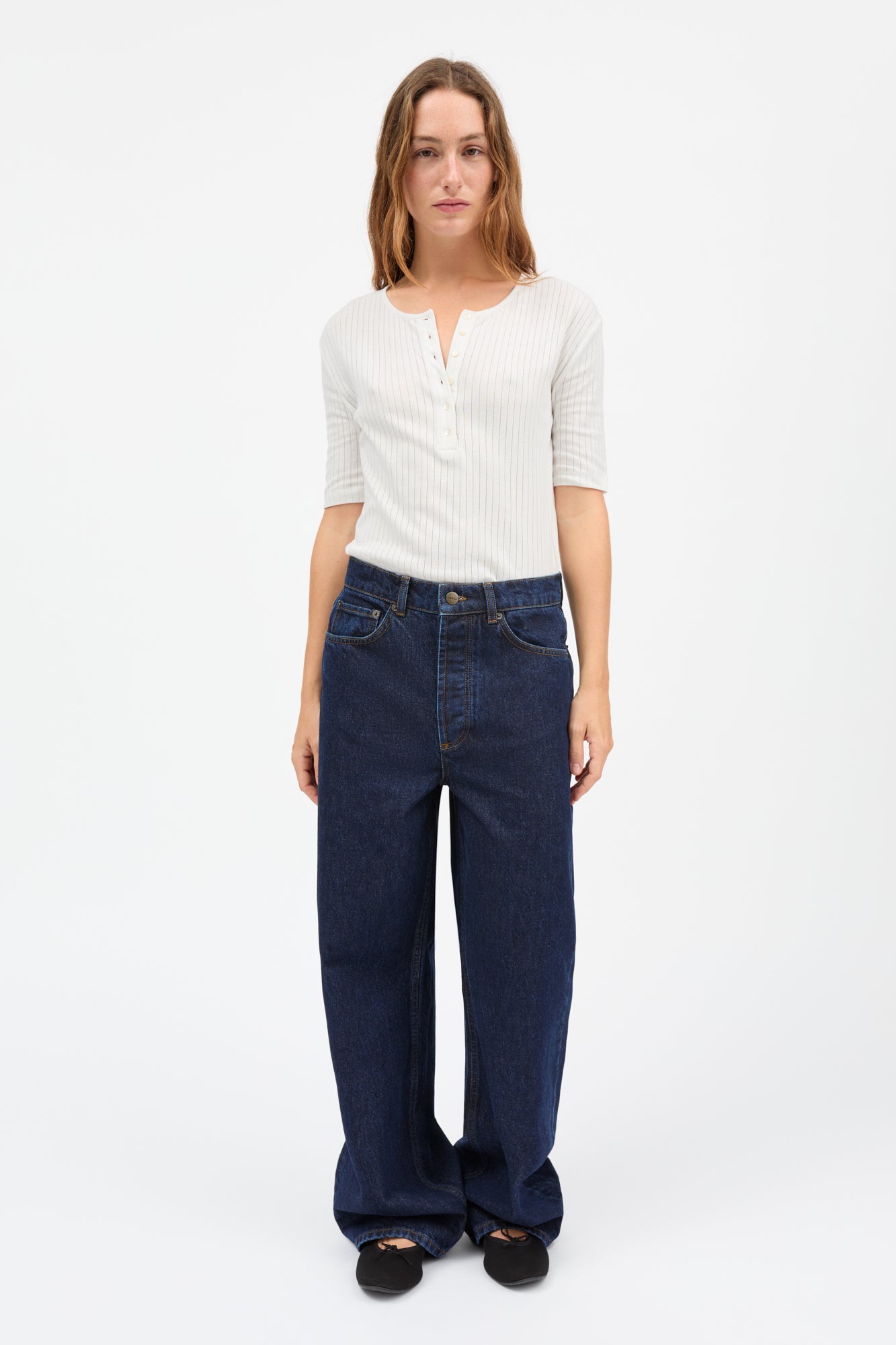 Skall Studio Liv henley tee Tee Optic white