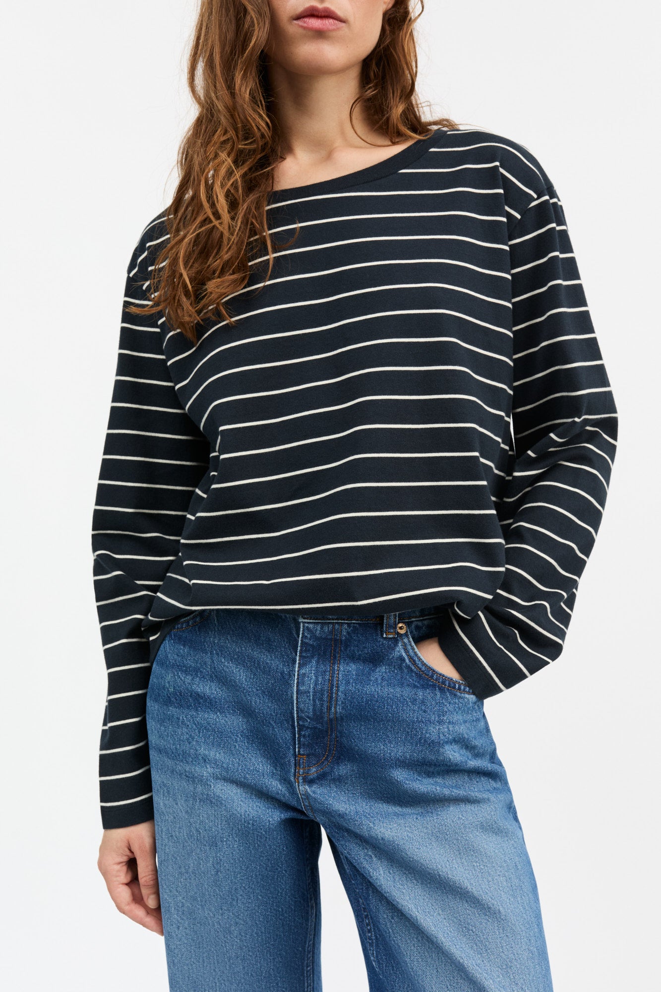Skall Studio Loui oversized blouse Blouse Navy/White stripe