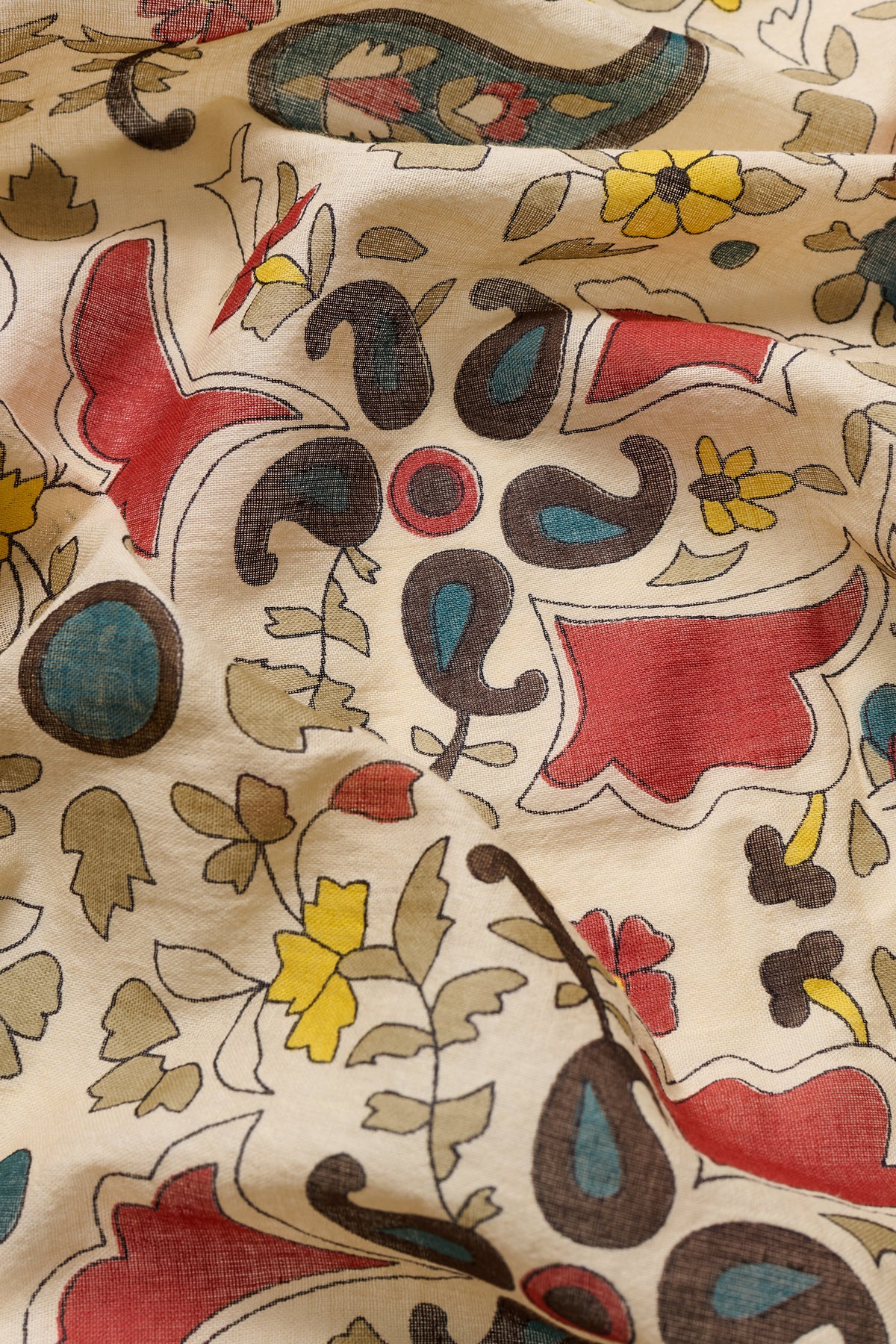 Skall Studio Mafalda scarf 100x100 Scarf Beige/Blue Kalamkari