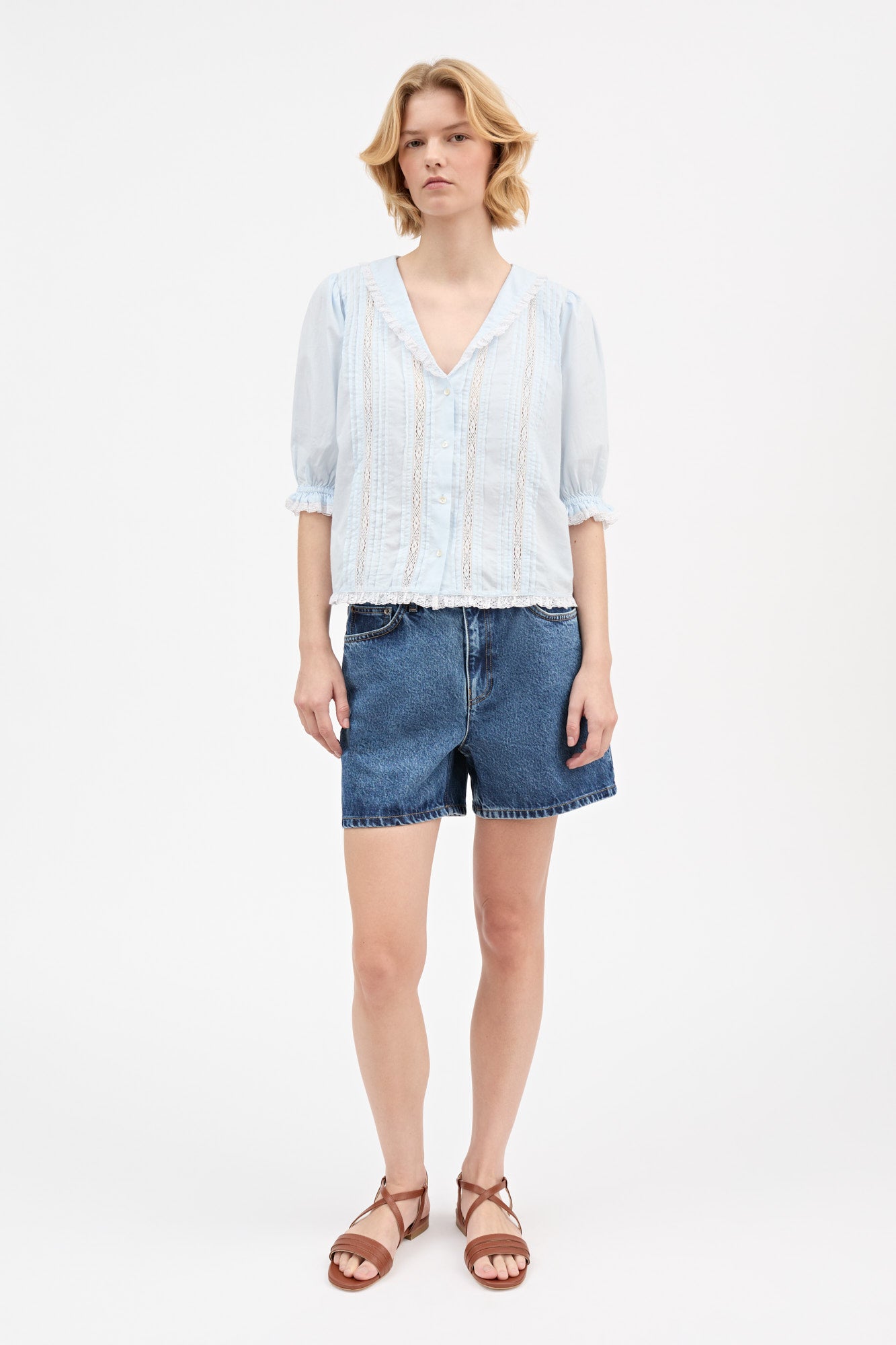 Skall Studio Magnolia short sleeve blouse Blouse Light Blue