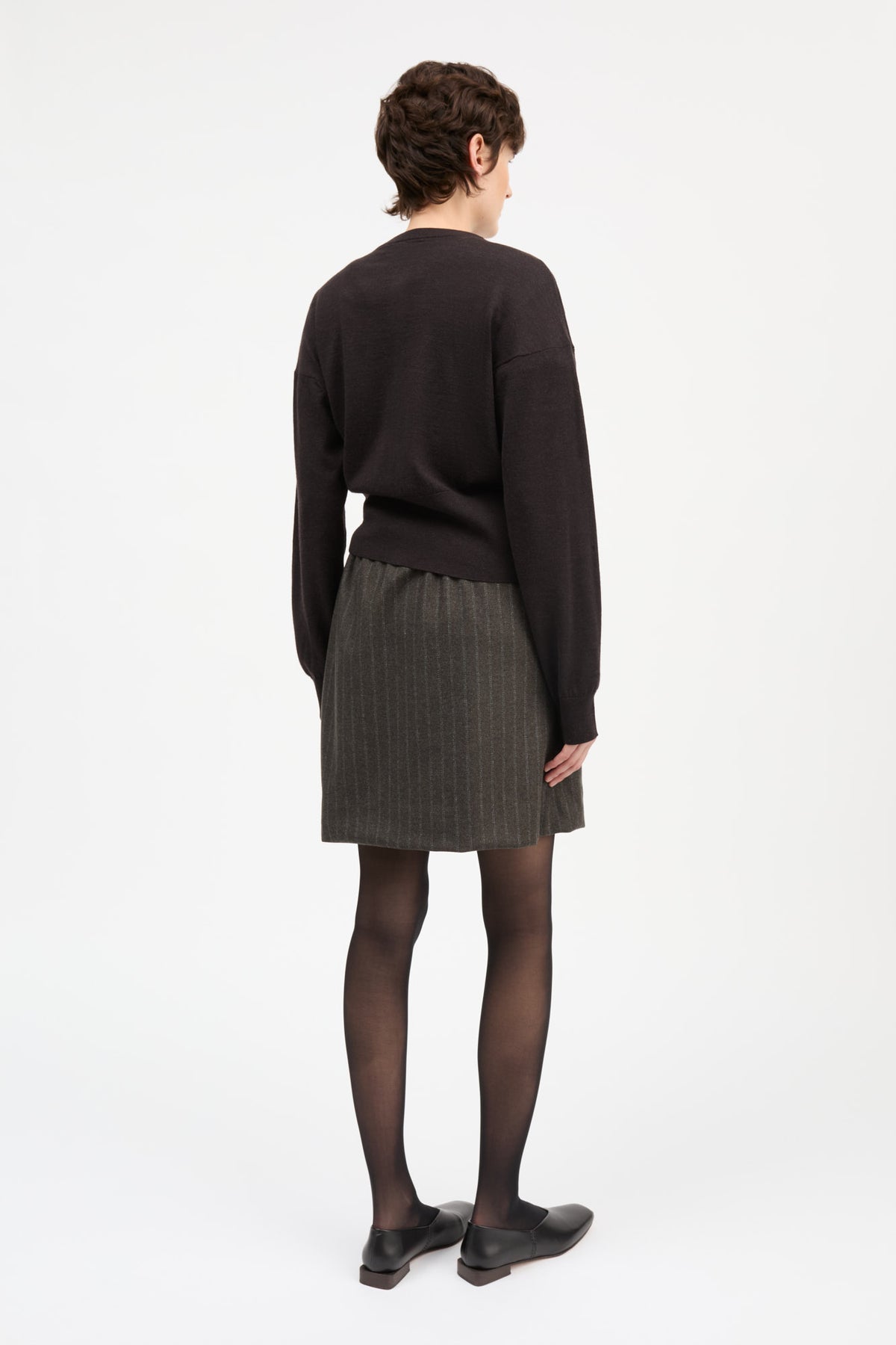 Skall Studio Marcella Skirt Skirt Brown/Black pinstripe
