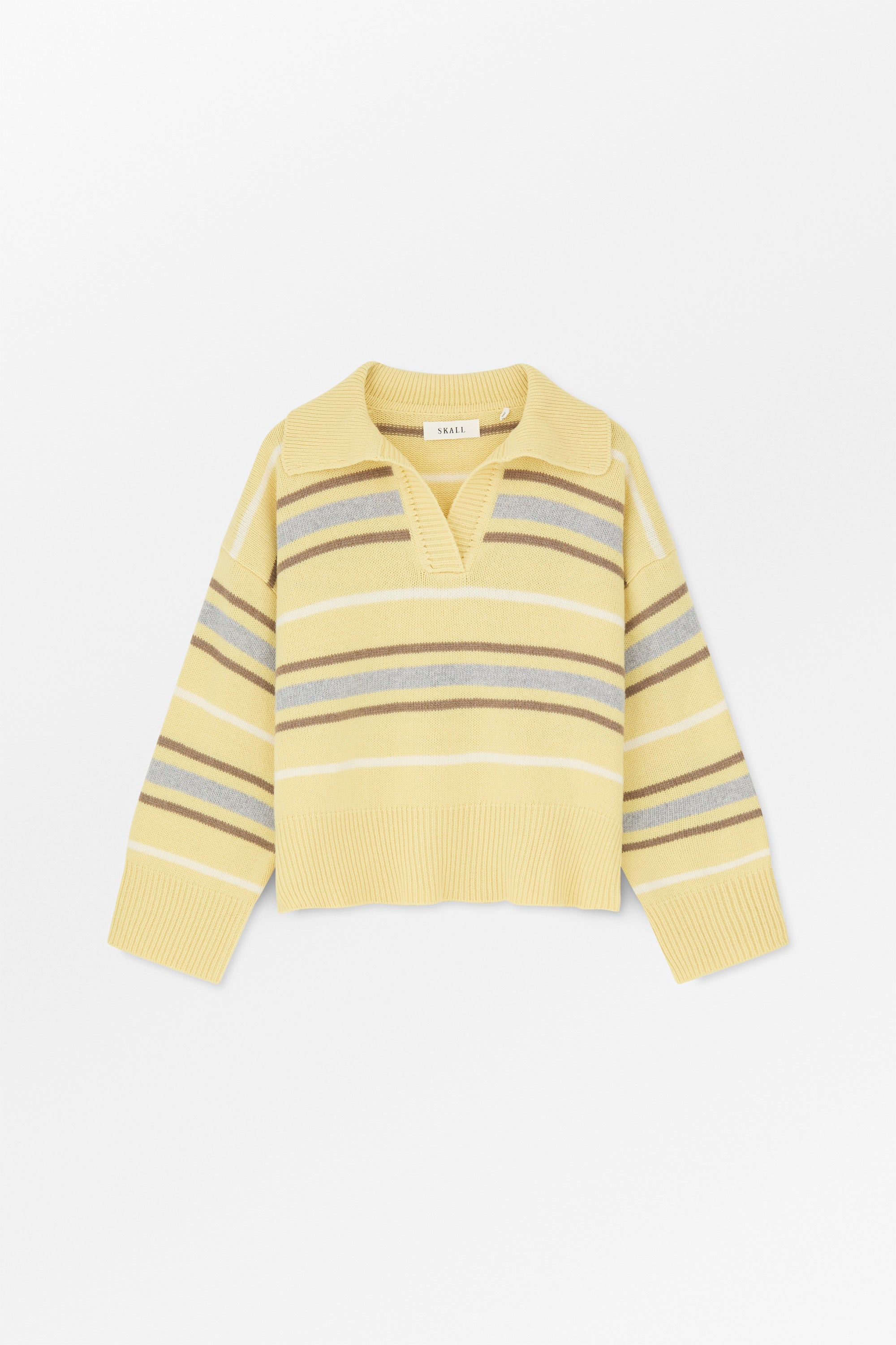 Skall Studio Paul V-neck jumper Jumper Yellow/Grey stripe