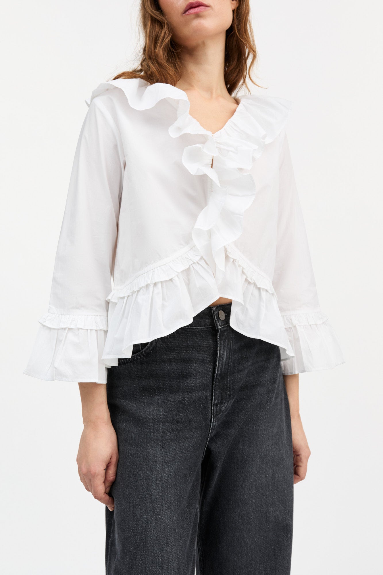 Skall Studio Rimini flounce blouse Blouse Optic white