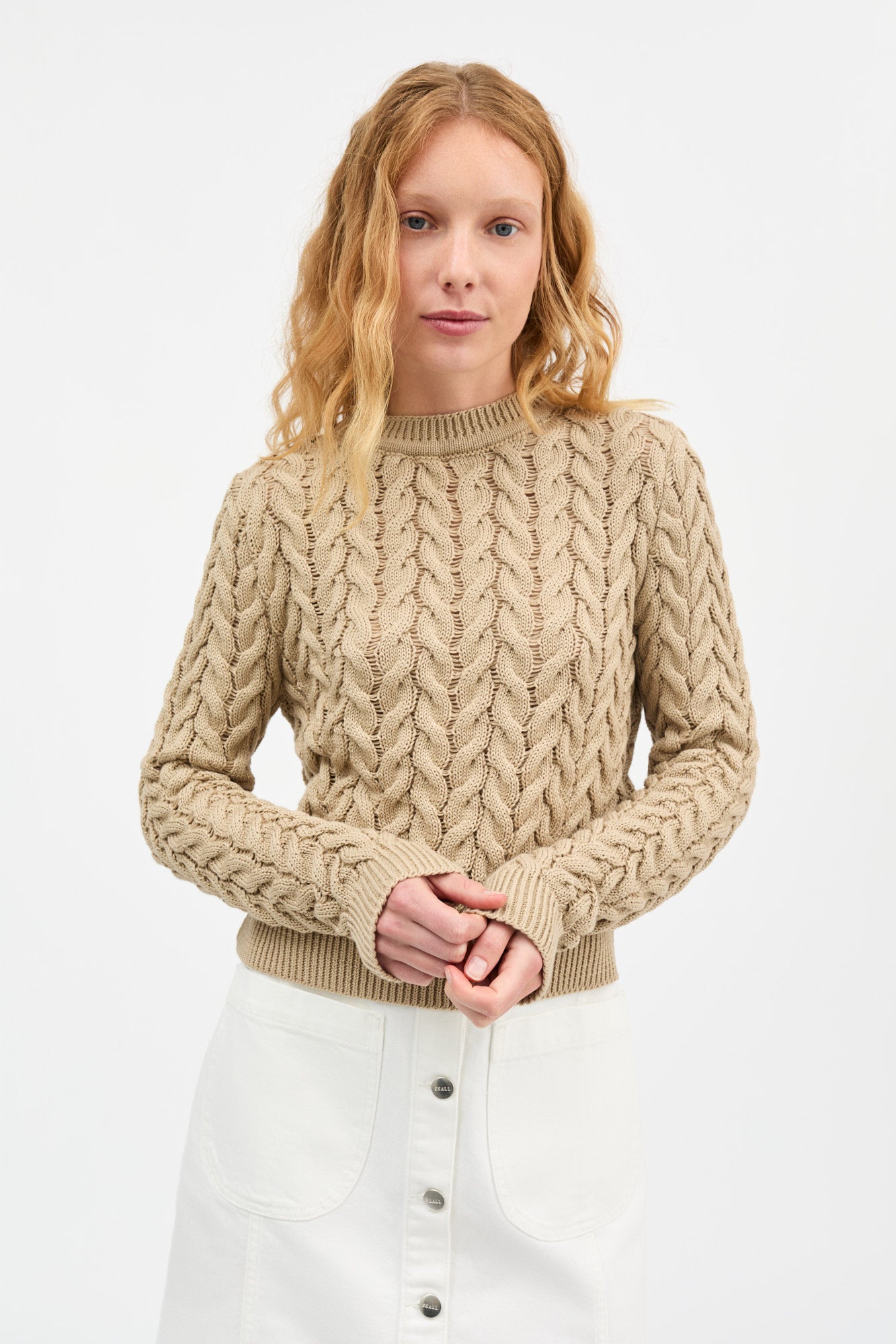 Skall Studio Wavy O-neck jumper Jumper Warm beige